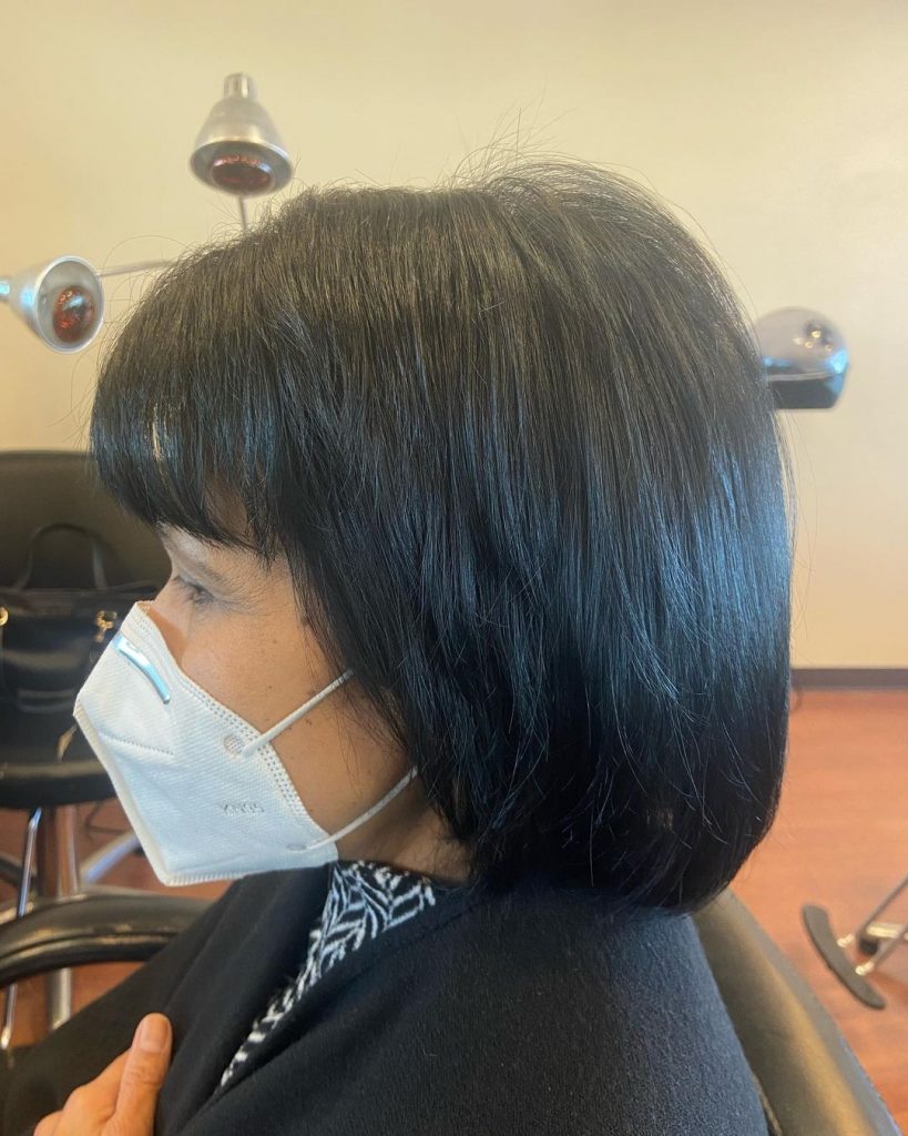 rounded bob with bangs for women over 60