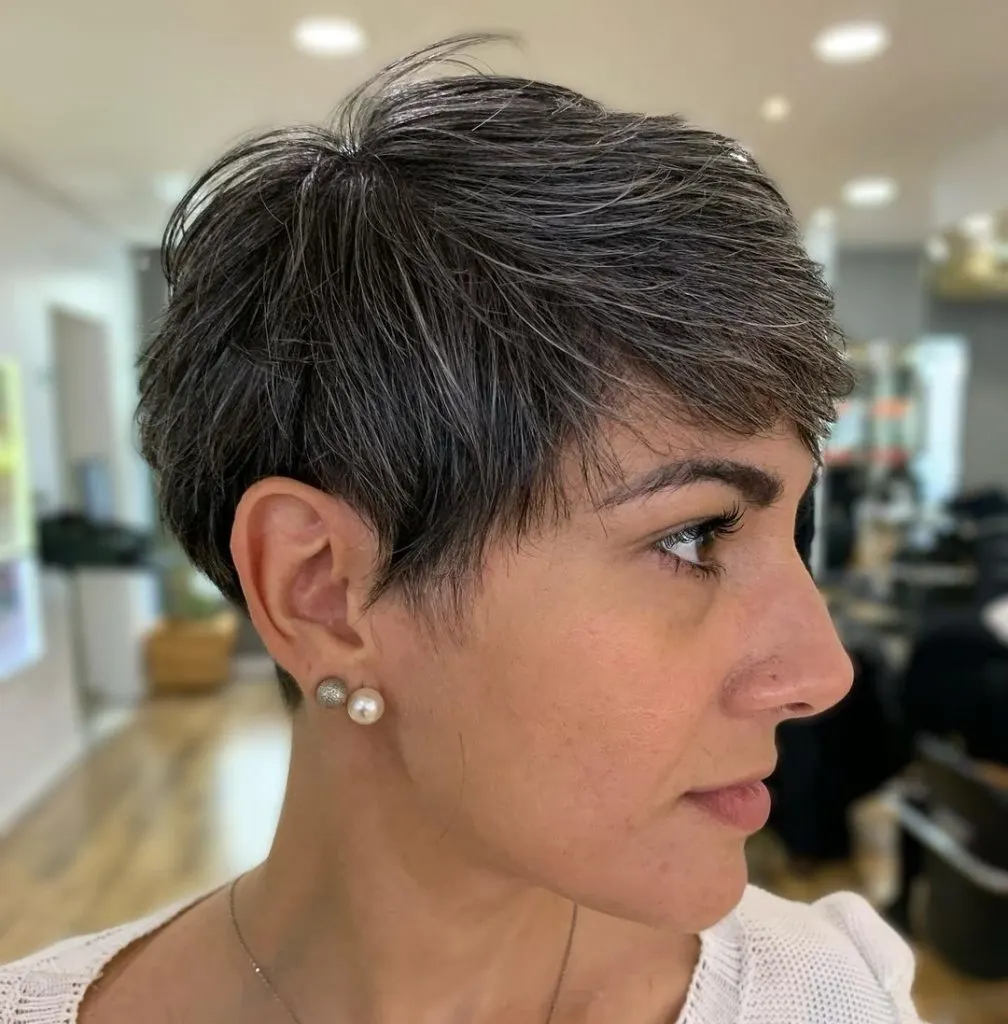 salt and pepper pixie for women over 50