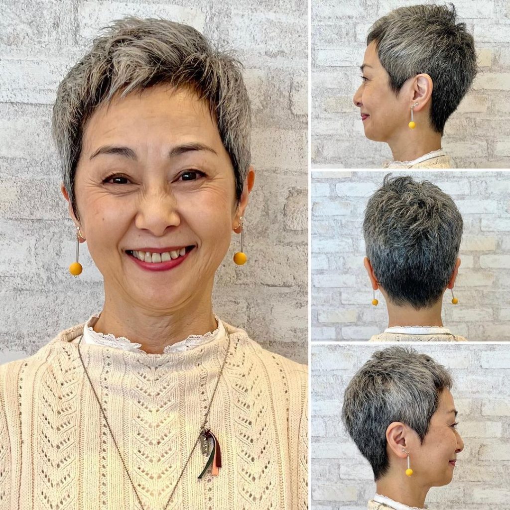 corte de cabelo grisalho curto para mulheres com mais de 50 anos