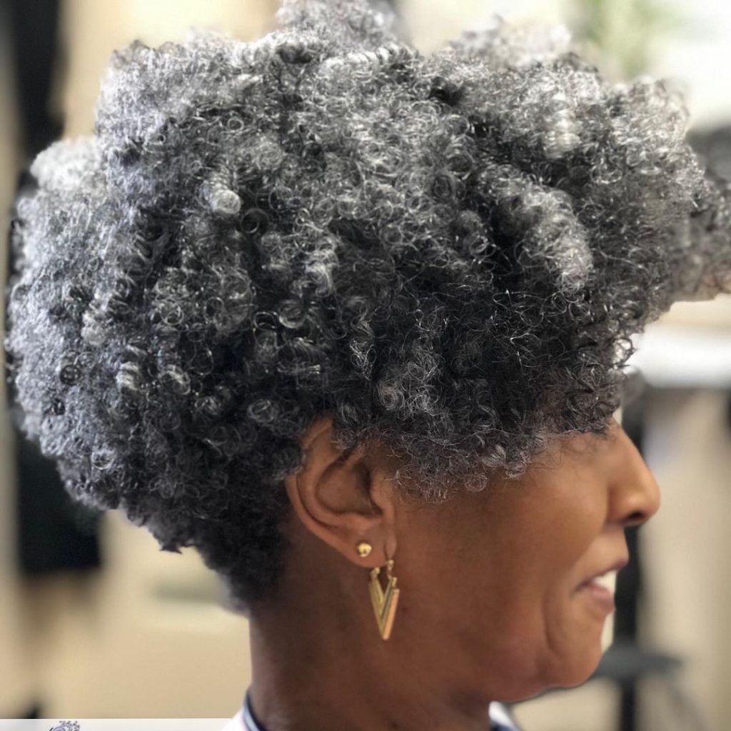 short haircut for women over 60 with afro hair
