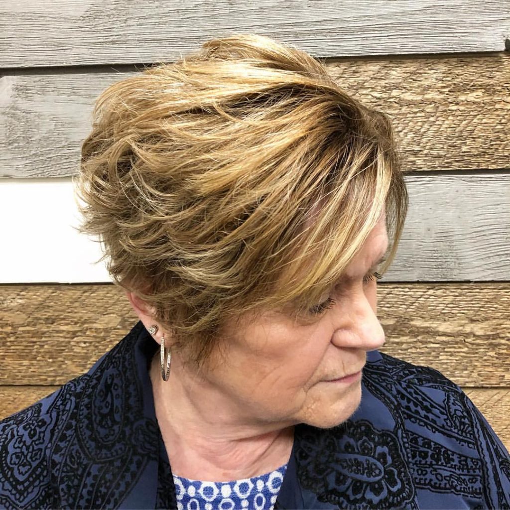 short haircut for women over 60 with silky hair
