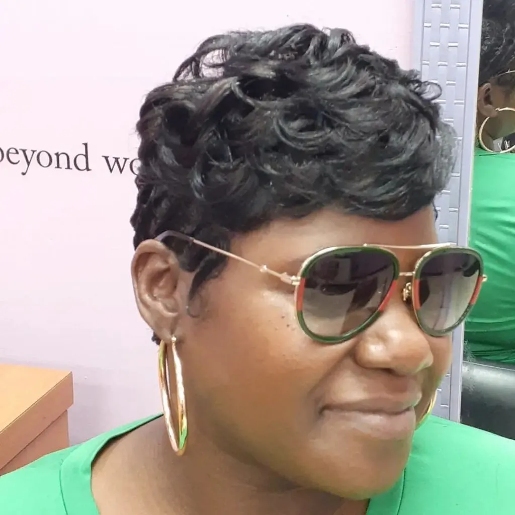 short haircut with finger waves for african american hair