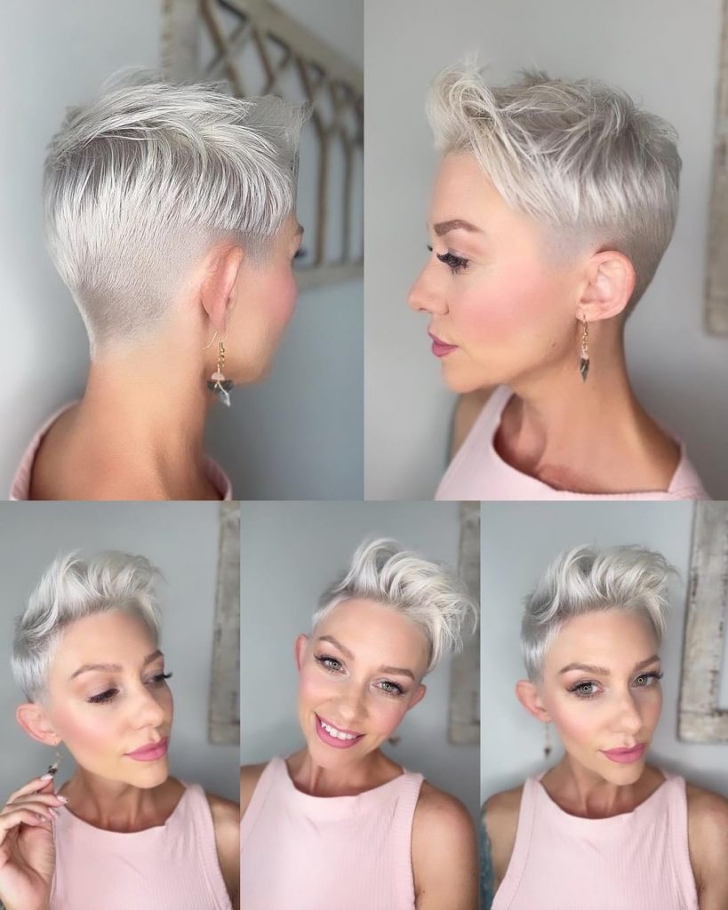 short haircut with quiff for women over 50