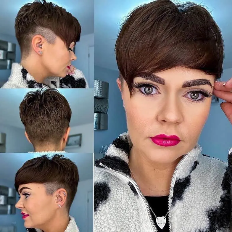 short hairstyle with shaved sides for women over 50