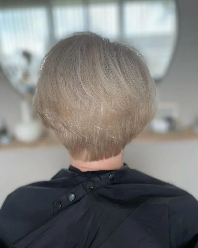 short hairstyle with tapered neck for women over 70 with fine hair