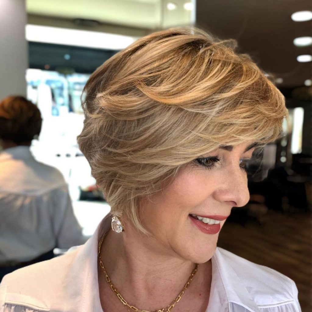 short layered haircut for women over 50