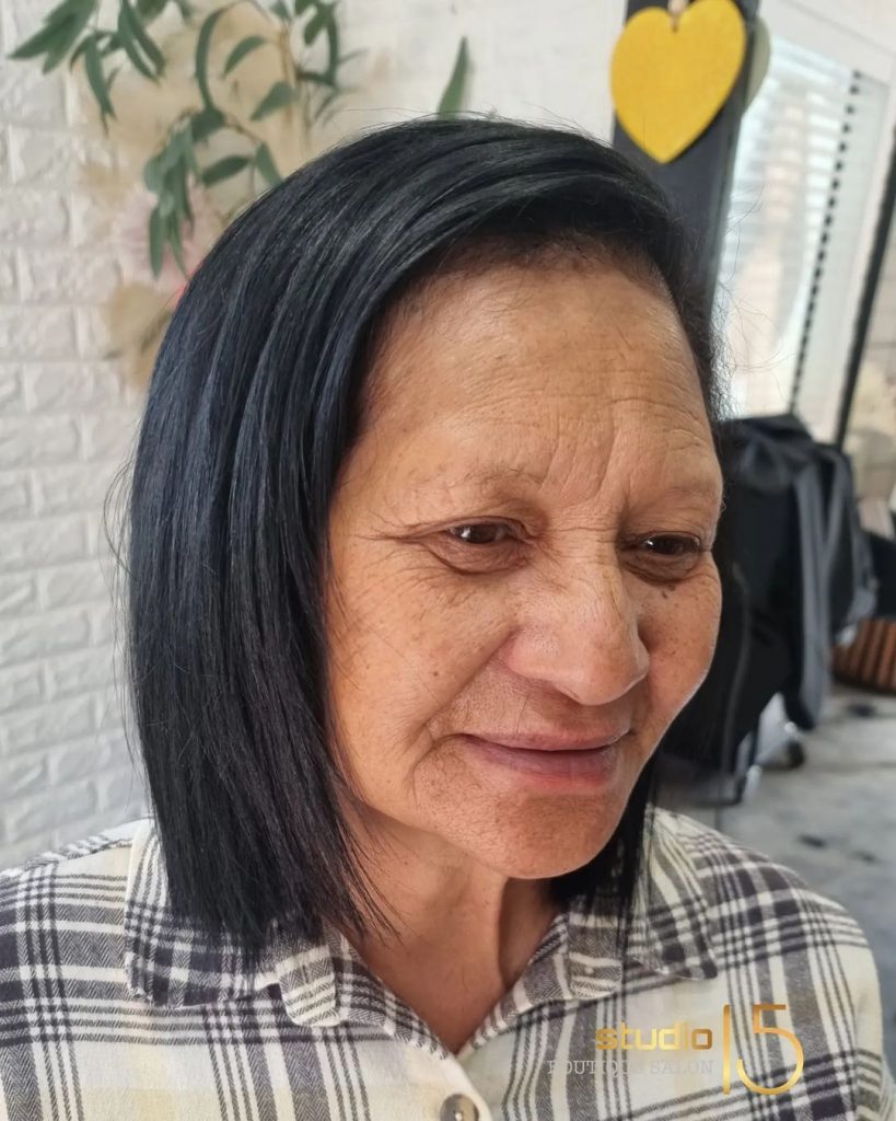 side-parted bob cut for women over 60