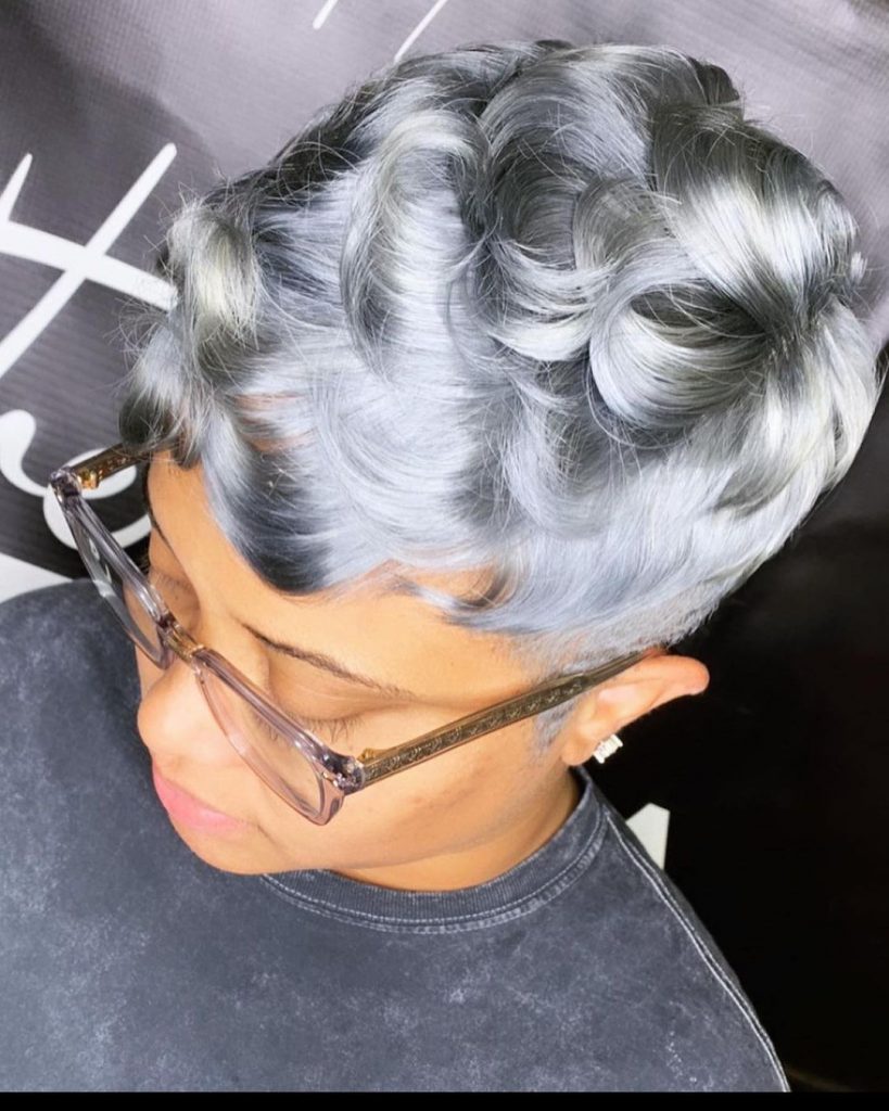 silver short hairstyle