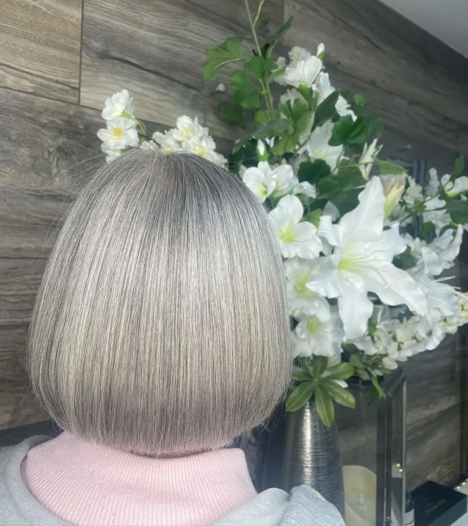 sleek bob for women over 70 with thick fine hair