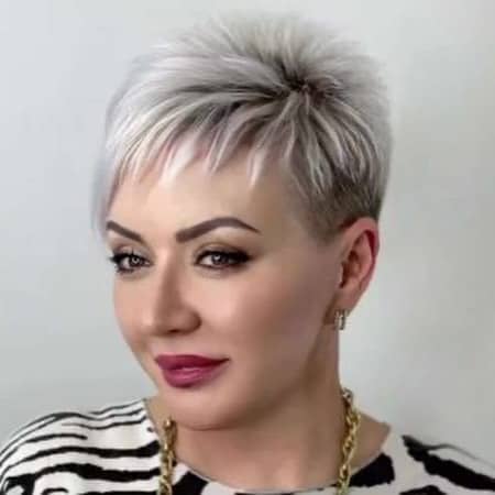 spiky icy blonde pixie cut for women over 50