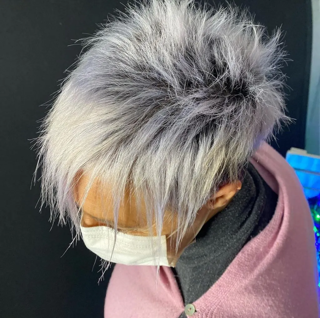 spiky short hairstyle for women over 70 with fine hair