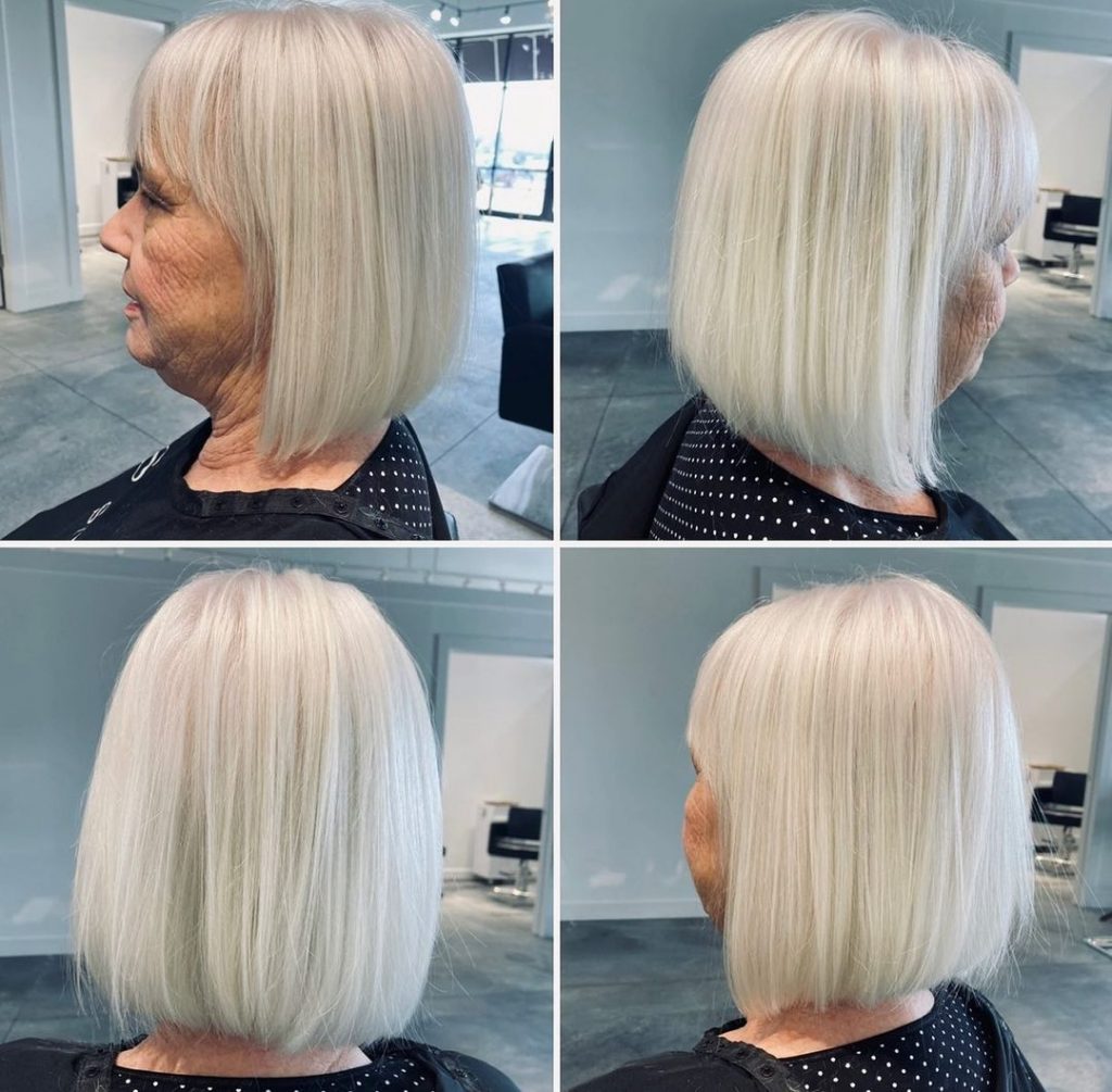straight bob with bangs for women over 60