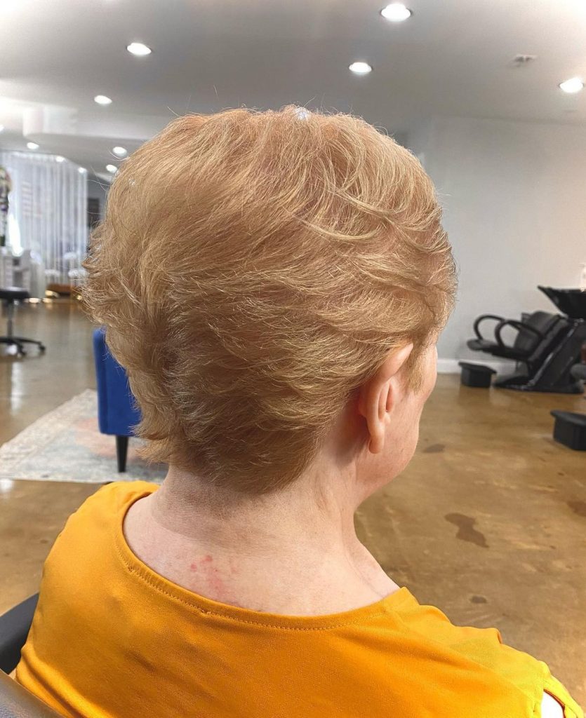 strawberry short hairstyle for women over 70 with fine hair