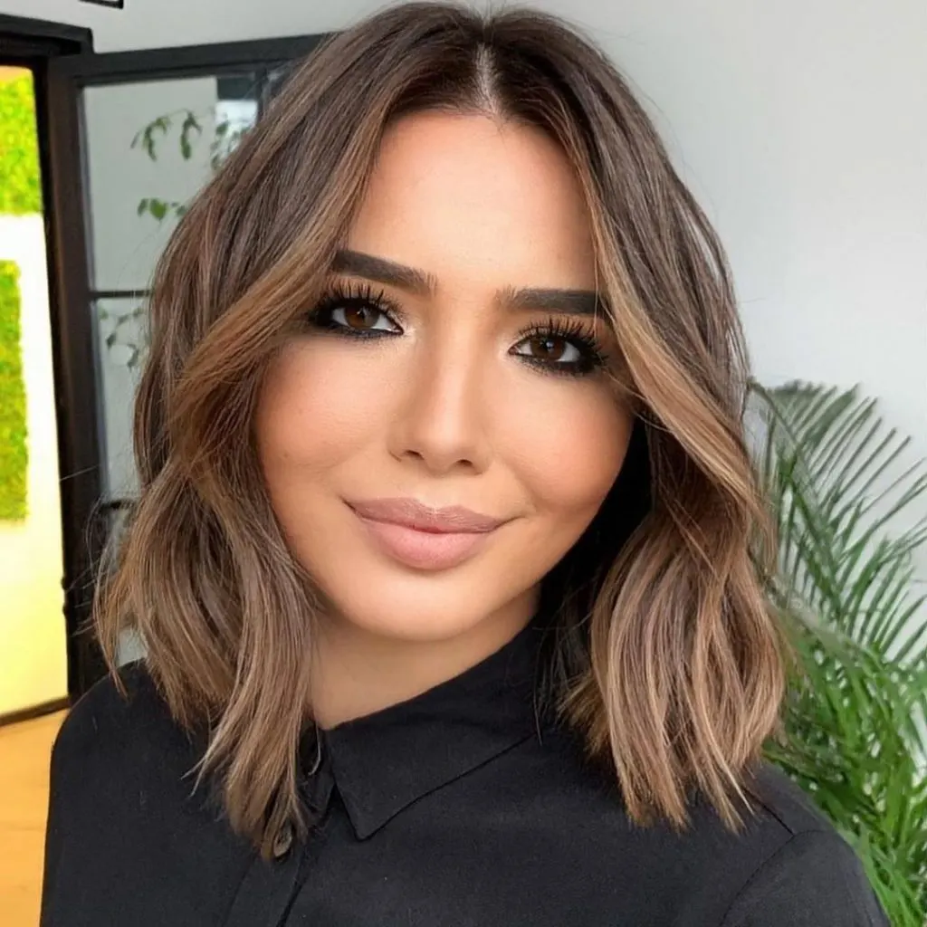 textured lob with beachy waves