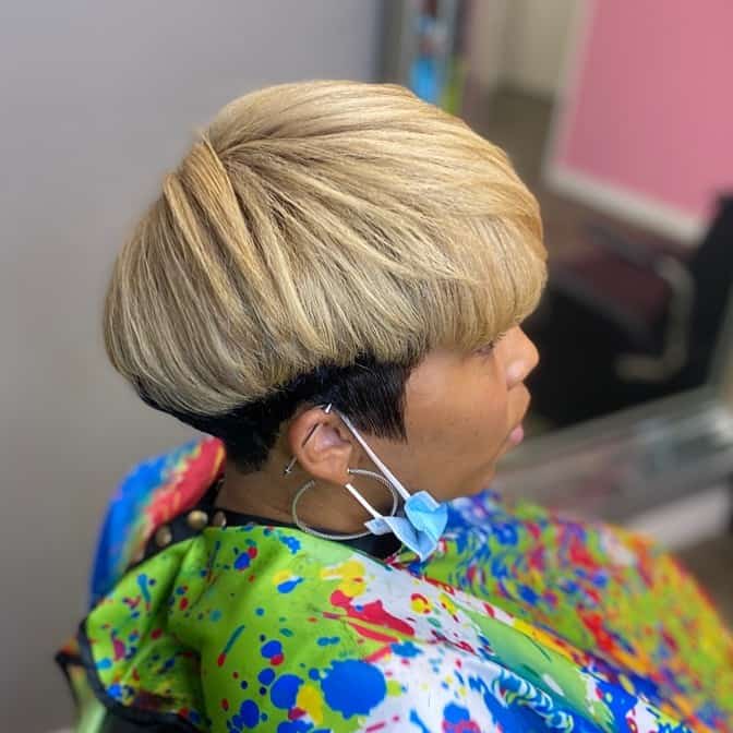 two colored bowl cut