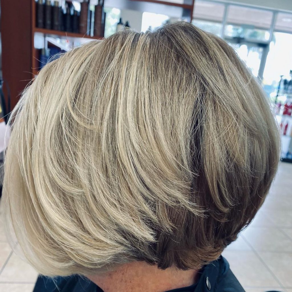 two toned bob for women over 70 with thick fine hair