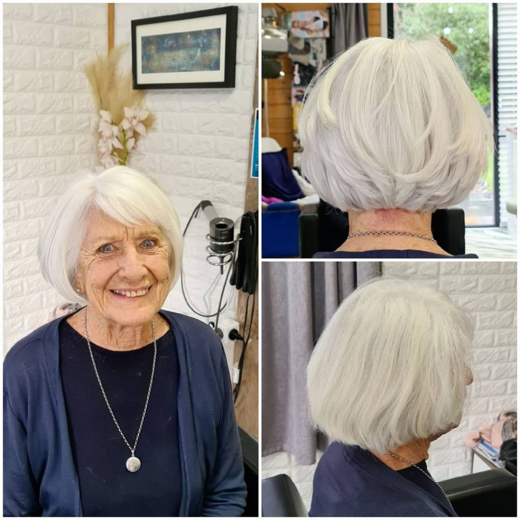 white bob cut for women over 60