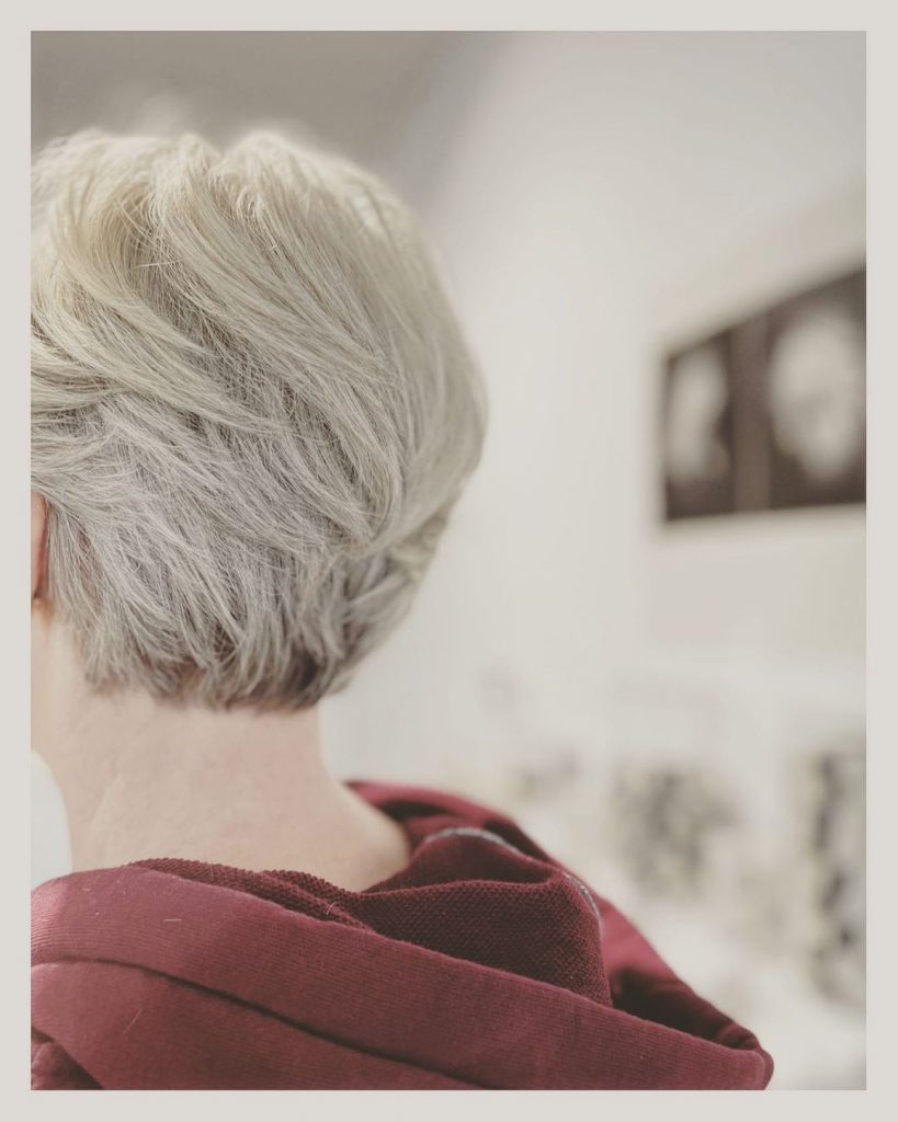 white pixie cut for women over 70 with fine hair