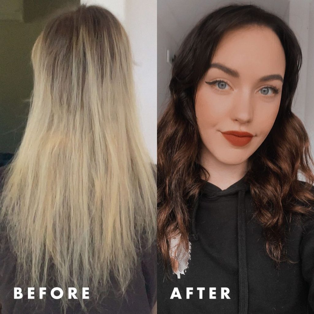 avant et après la métamorphose des cheveux