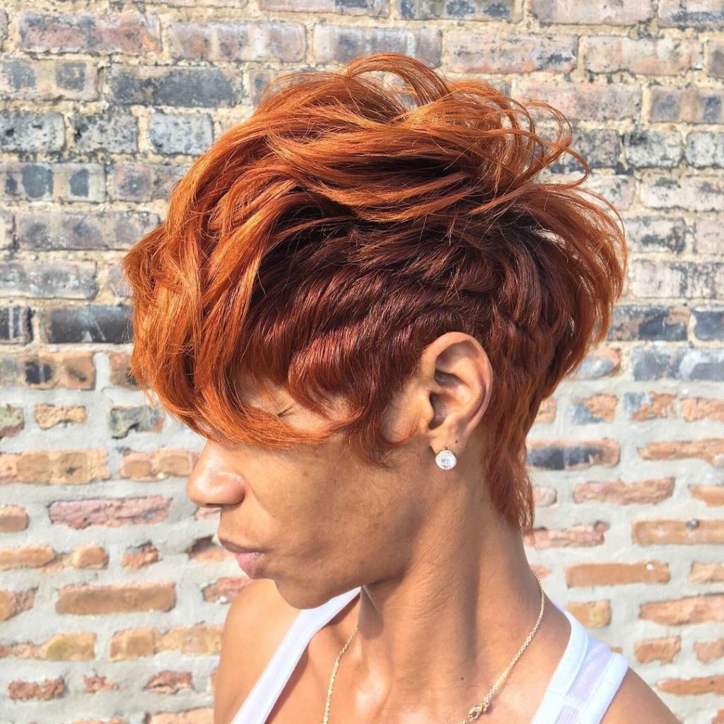 black woman with copper hair