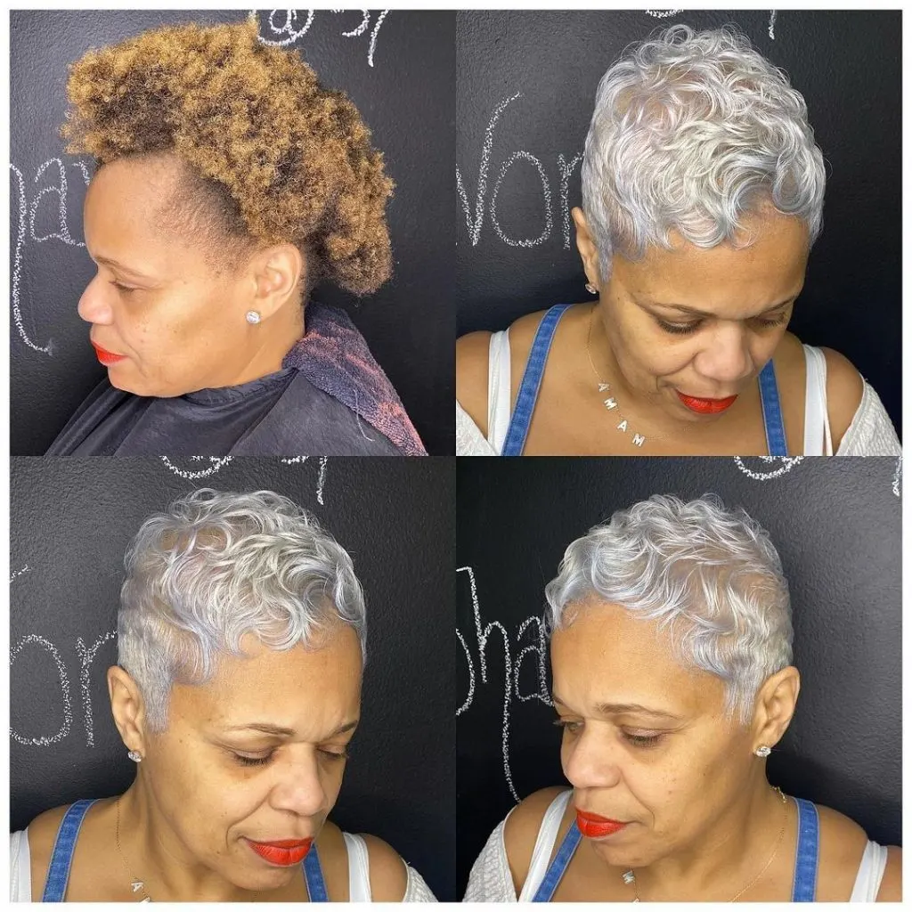 black woman with silver gray hair