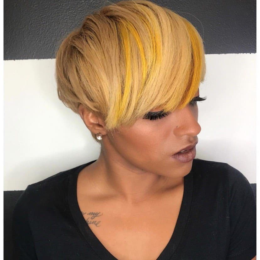 black woman with yellow blonde hair