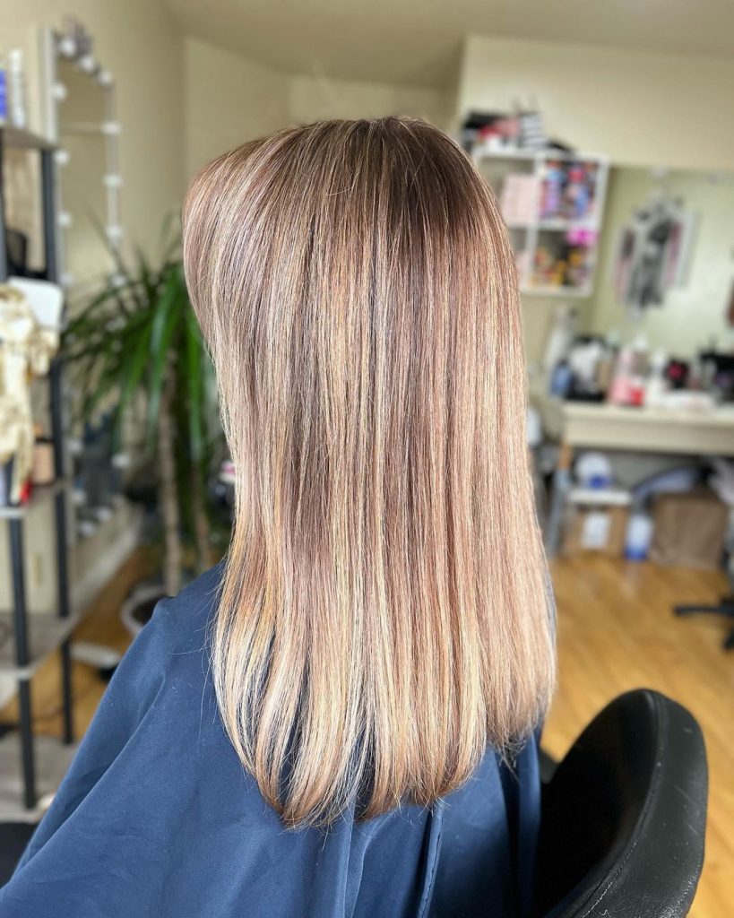 blonde balayage for straight hair