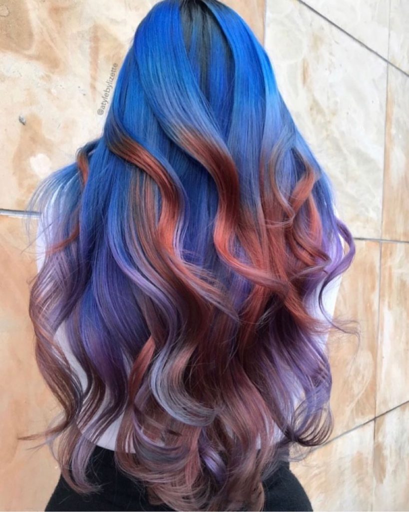 blue and copper hair