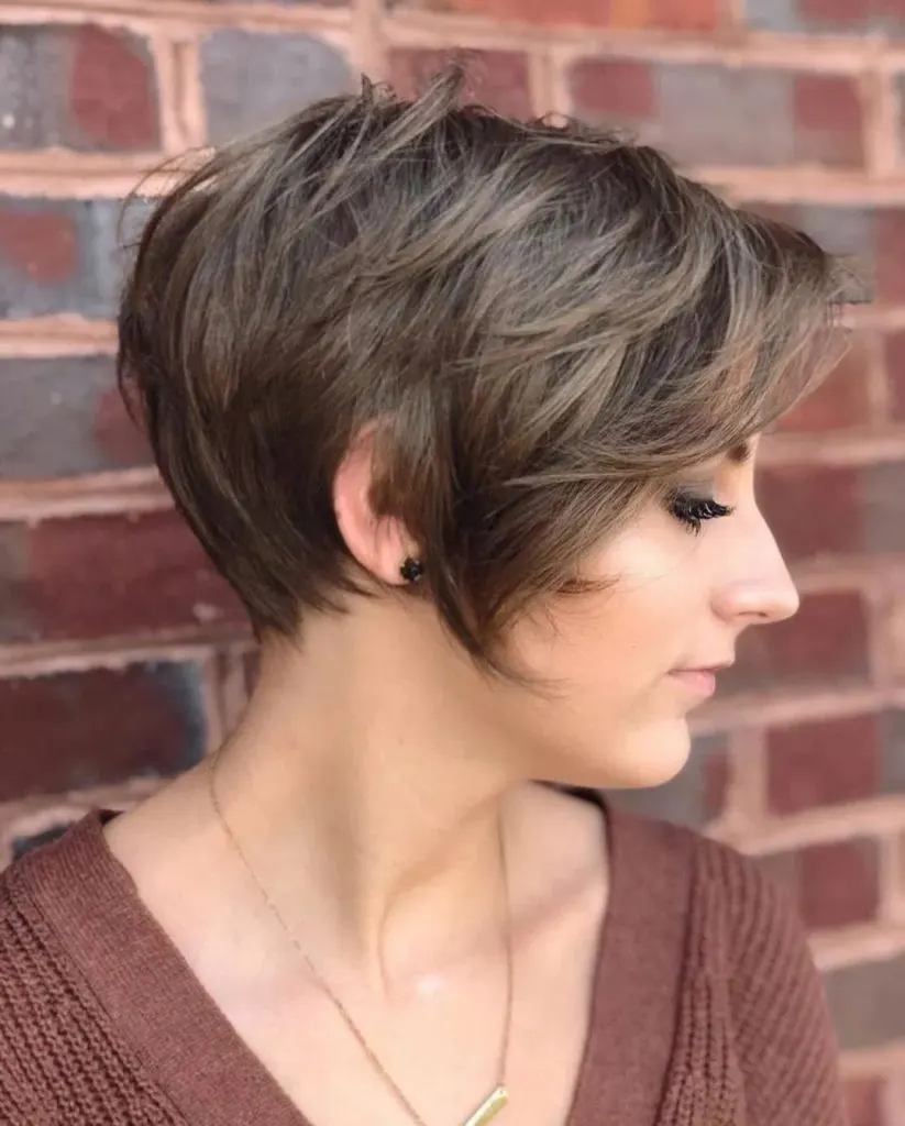 pixie cut with long bangs