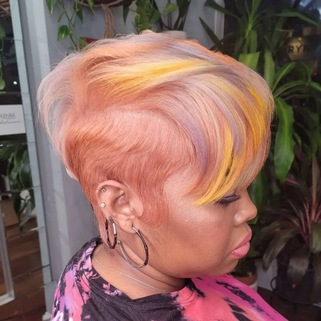 rose hair with multicolored highlights