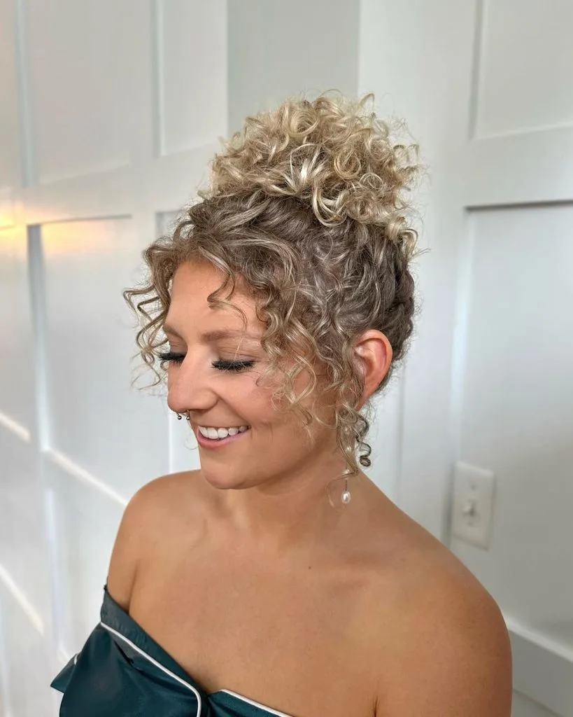 updo for short curly hair