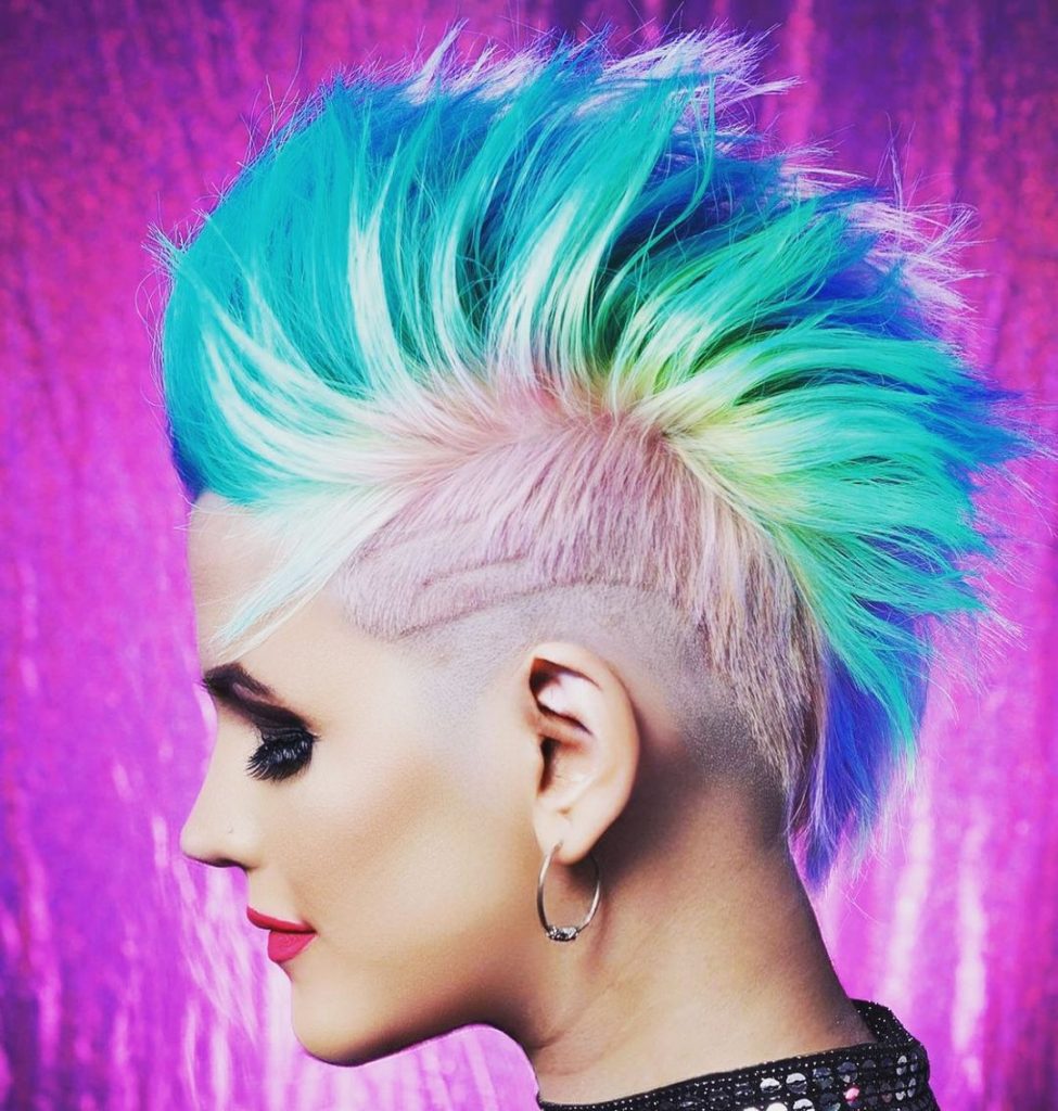 funky colored pixie cut with undercut