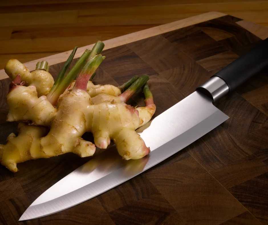 ginger root and knife
