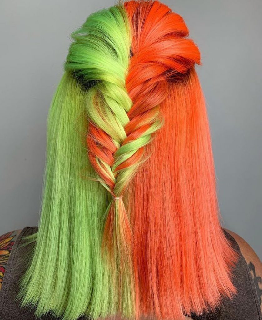 neon split hair