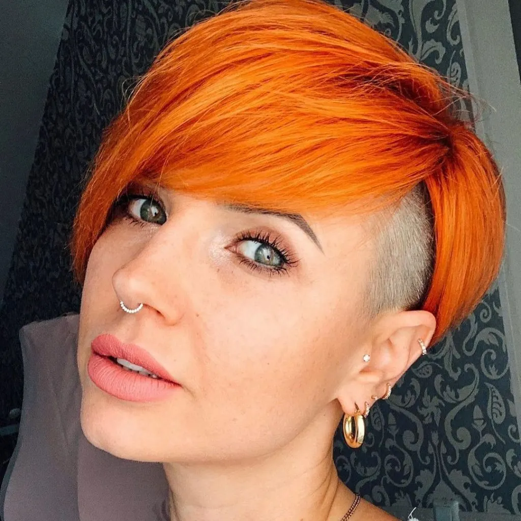orange pixie cut with undercut