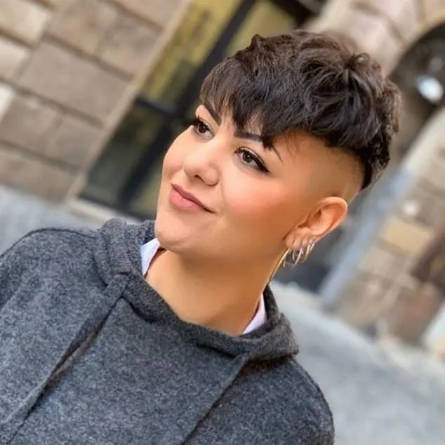 pixie cut with completely shaved sides