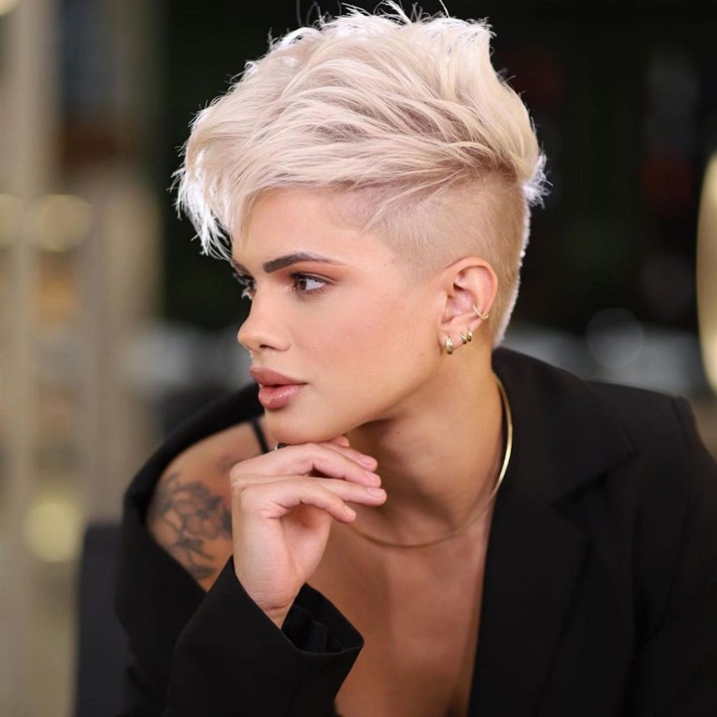 pixie cut with undercut and volumized crown
