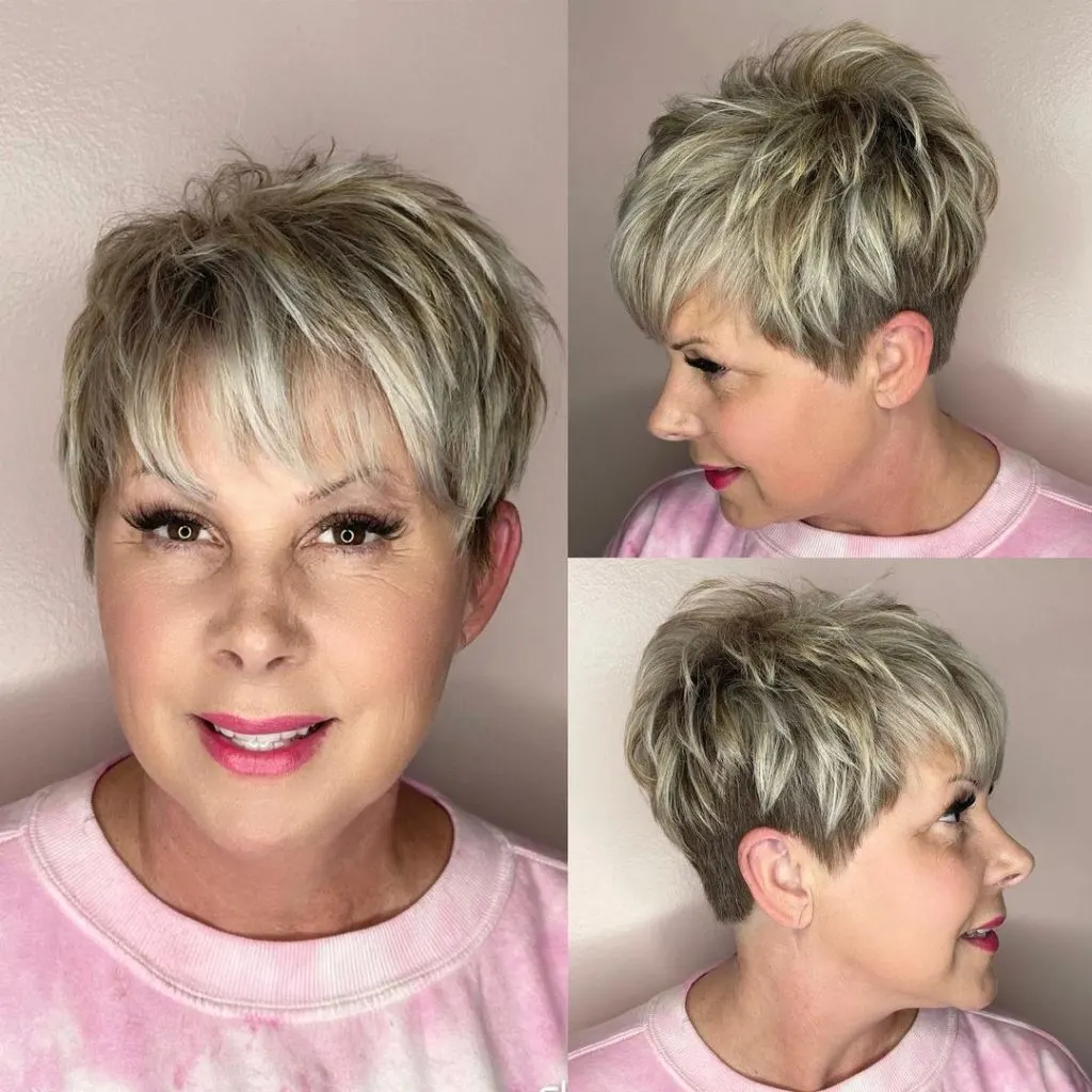 short pixie cut with undercut and bangs