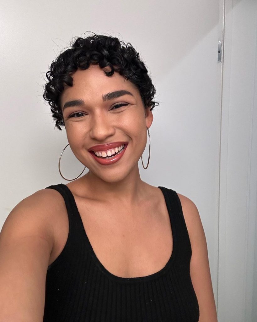 very short curly pixie haircut