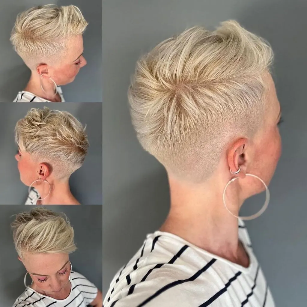 very short pixie cut with shaved sides