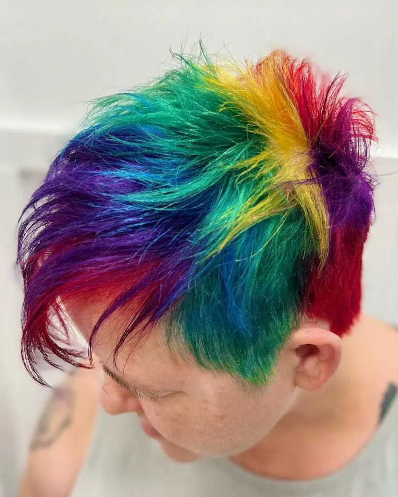 very short rainbow pixie haircut