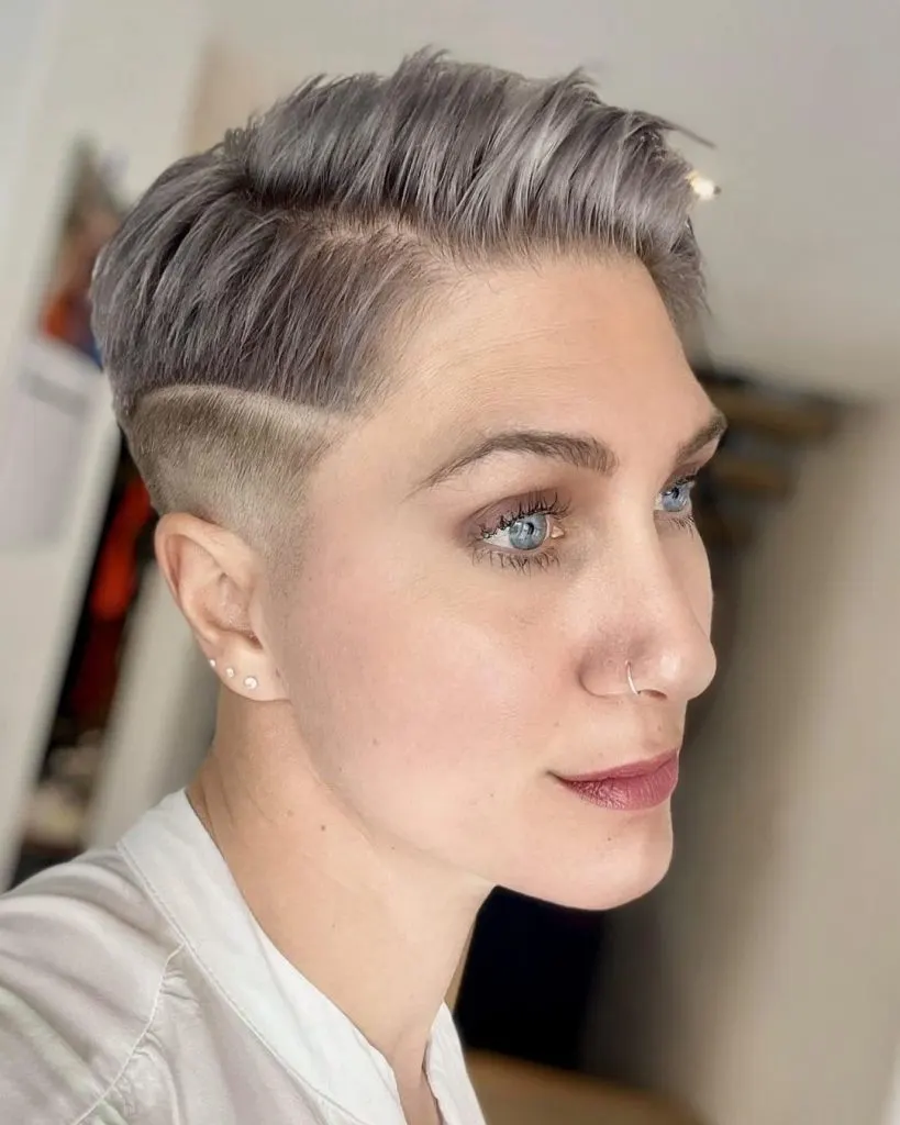 very shot pixie haircut with fades