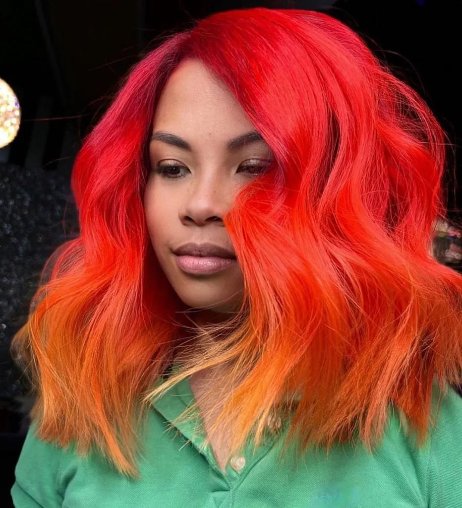 vivid orange balayage hair
