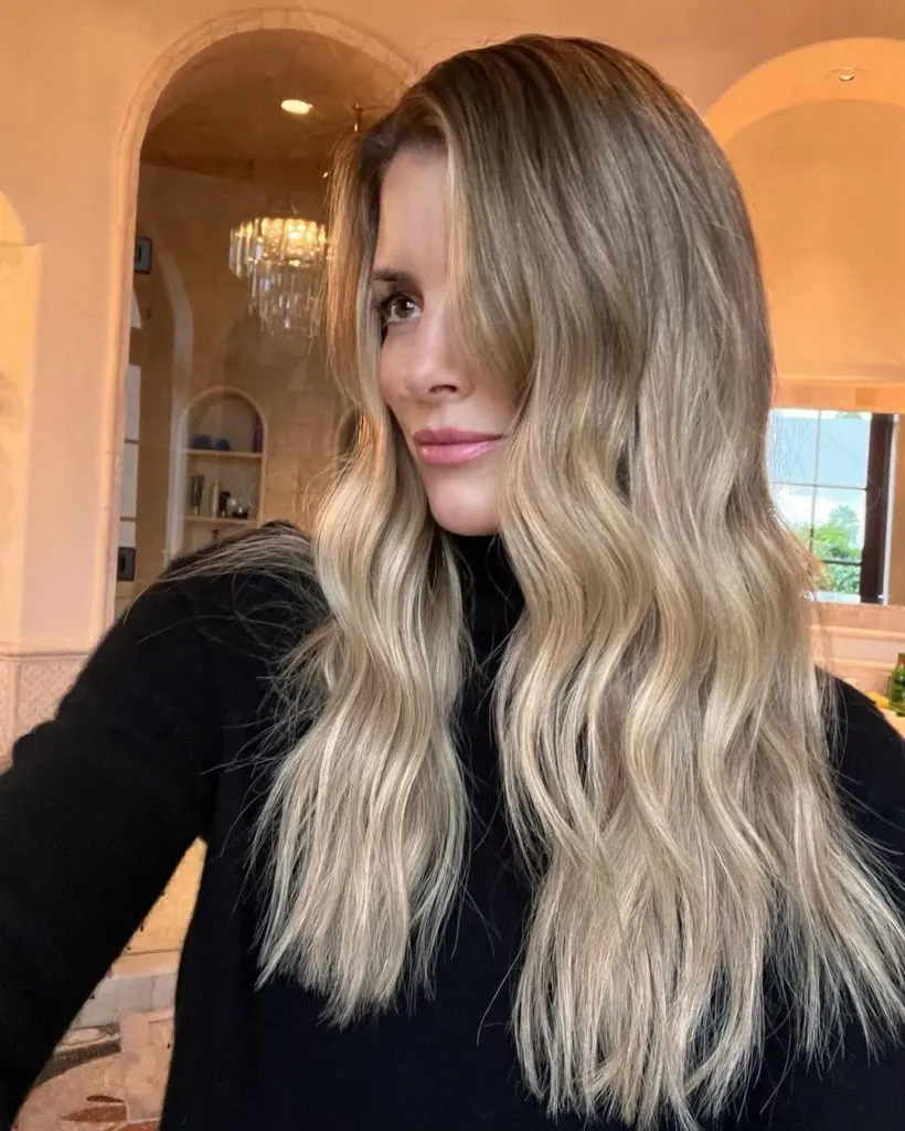 long hair with natural blonde highlights
