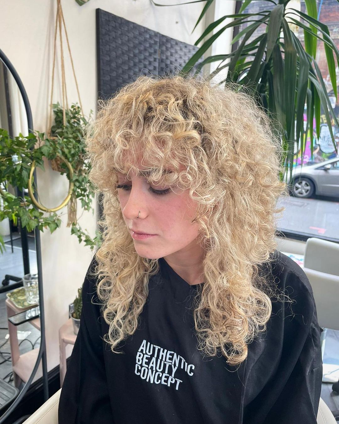 curly shag with long bangs
