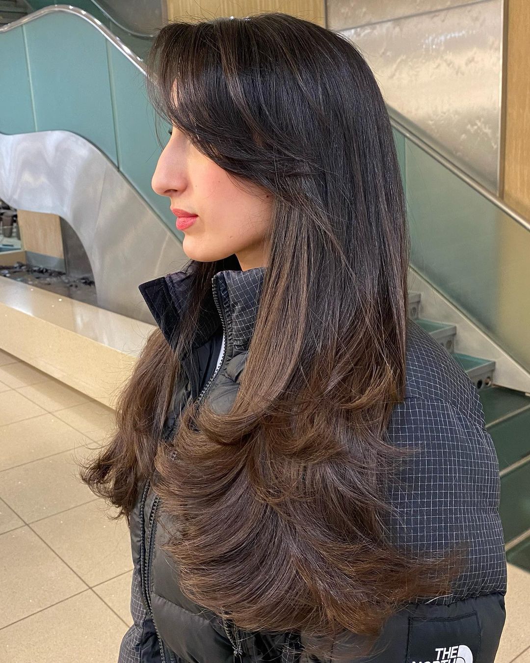 long hair with side-swept bangs