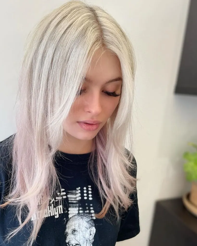 platinum blonde with pink tips