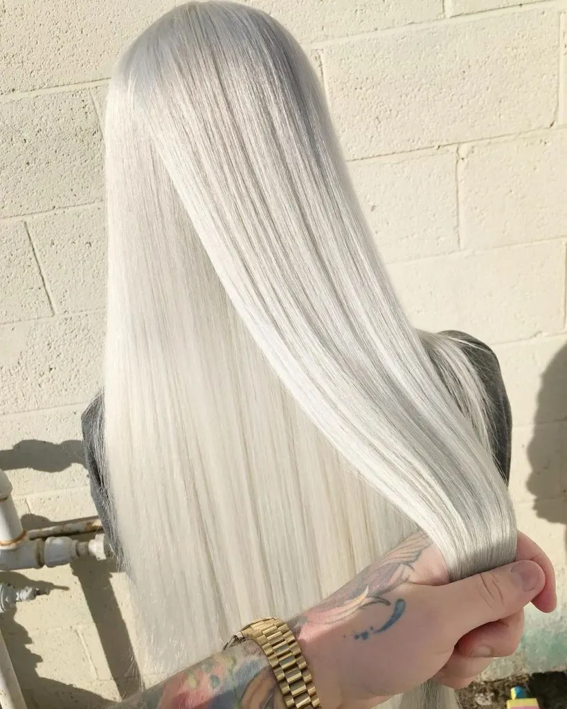 sleek platinum blonde hair