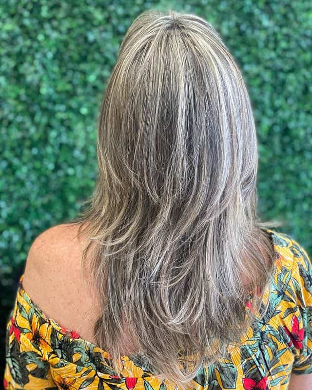 ash blonde on layered haircut