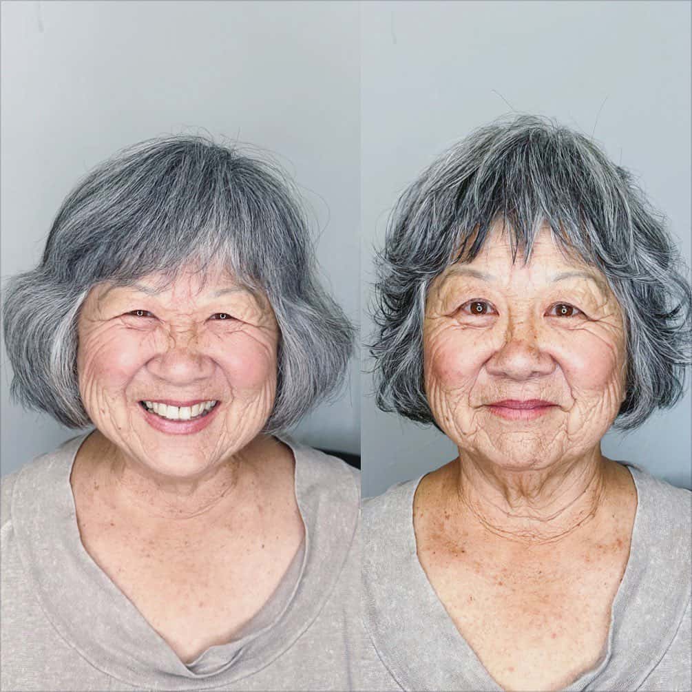 frange pour visage rond pour les femmes de plus de 70 ans